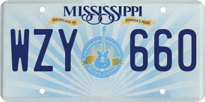 MS license plate WZY660