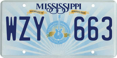 MS license plate WZY663