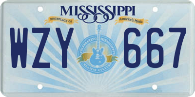 MS license plate WZY667