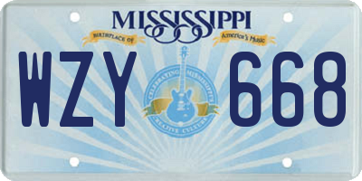 MS license plate WZY668