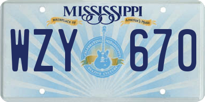 MS license plate WZY670