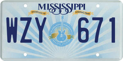 MS license plate WZY671