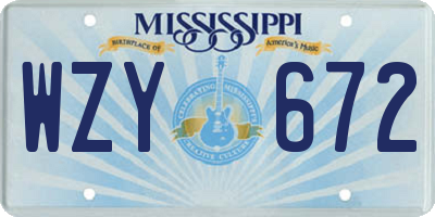 MS license plate WZY672