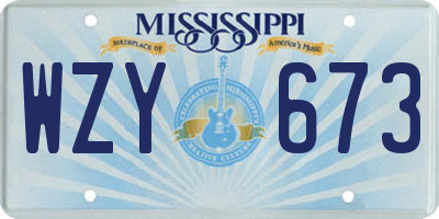 MS license plate WZY673
