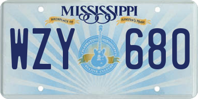 MS license plate WZY680