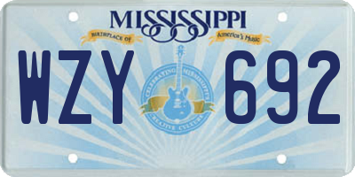 MS license plate WZY692