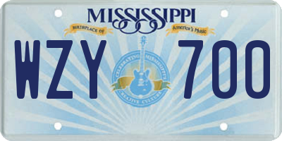 MS license plate WZY700