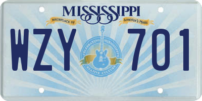 MS license plate WZY701