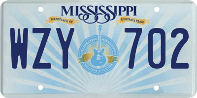 MS license plate WZY702