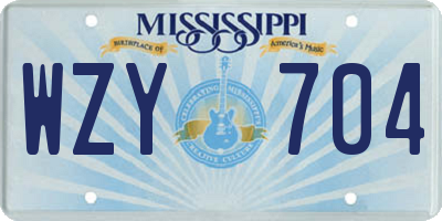 MS license plate WZY704