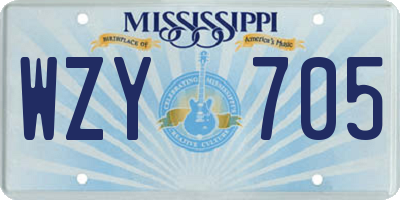 MS license plate WZY705
