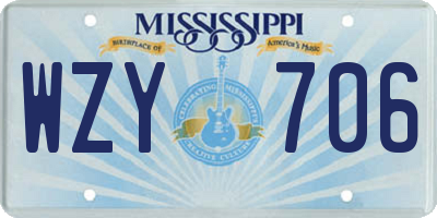 MS license plate WZY706