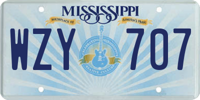 MS license plate WZY707