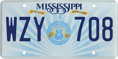 MS license plate WZY708