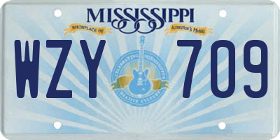 MS license plate WZY709