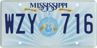 MS license plate WZY716