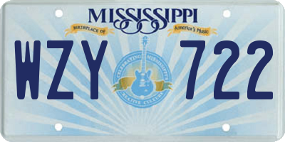 MS license plate WZY722