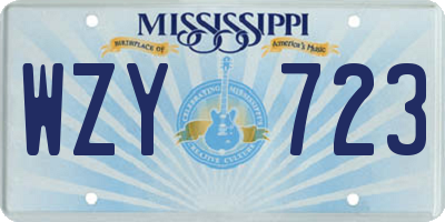 MS license plate WZY723