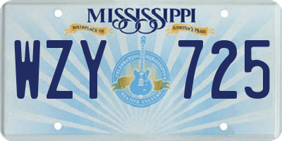 MS license plate WZY725