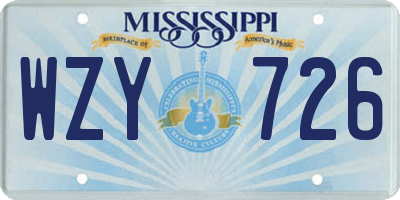 MS license plate WZY726