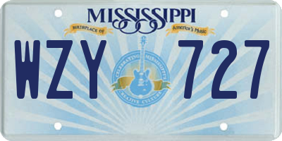 MS license plate WZY727