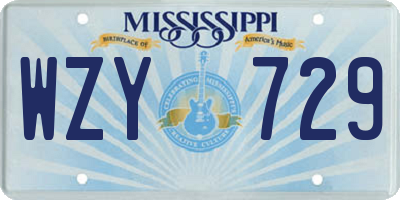 MS license plate WZY729