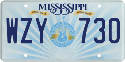 MS license plate WZY730