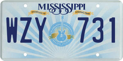 MS license plate WZY731