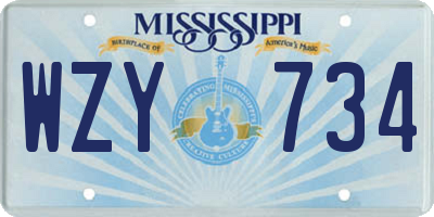 MS license plate WZY734