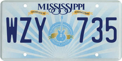 MS license plate WZY735