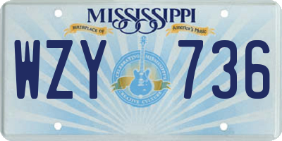 MS license plate WZY736