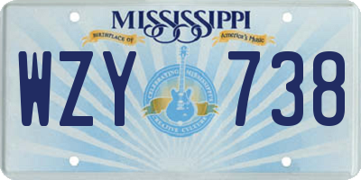 MS license plate WZY738