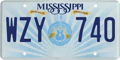 MS license plate WZY740