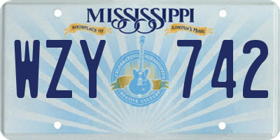 MS license plate WZY742