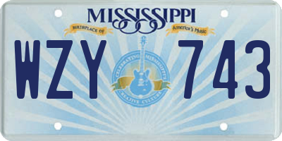 MS license plate WZY743