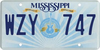 MS license plate WZY747