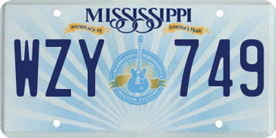 MS license plate WZY749