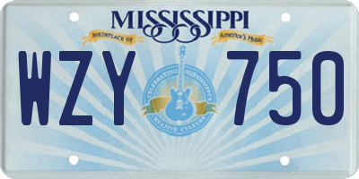 MS license plate WZY750