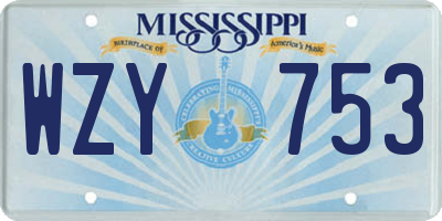 MS license plate WZY753