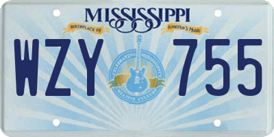 MS license plate WZY755