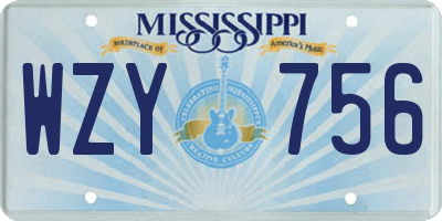 MS license plate WZY756