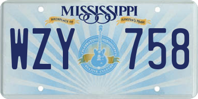 MS license plate WZY758