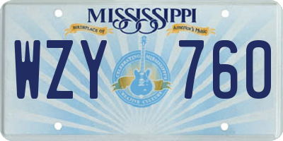 MS license plate WZY760