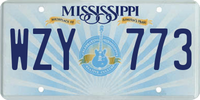 MS license plate WZY773