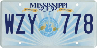 MS license plate WZY778