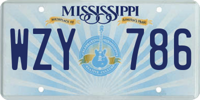 MS license plate WZY786