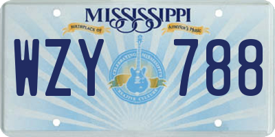 MS license plate WZY788