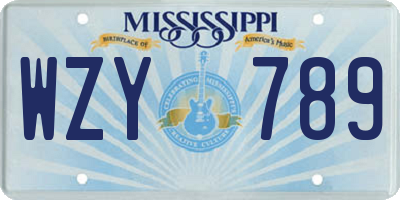 MS license plate WZY789