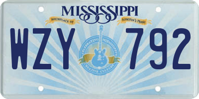 MS license plate WZY792