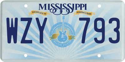 MS license plate WZY793